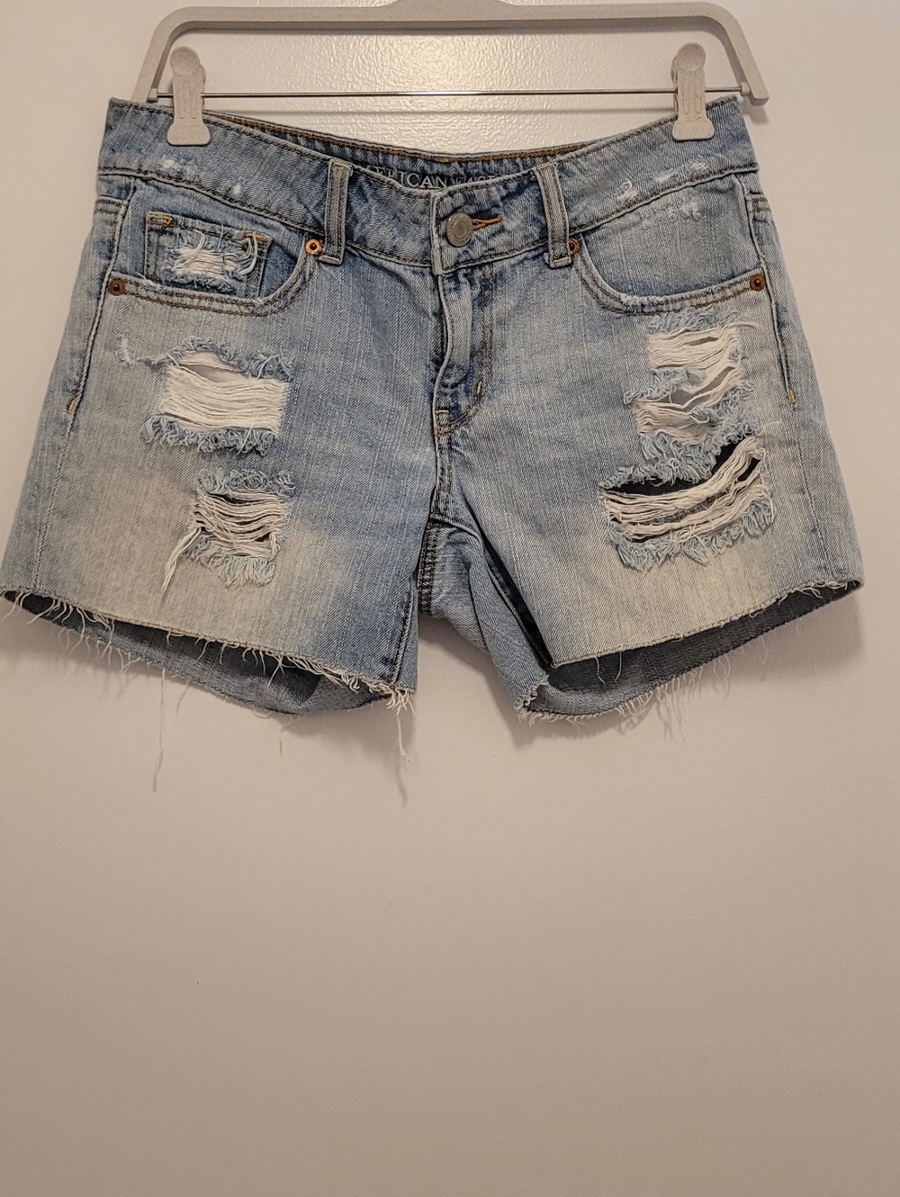 American Eagle Light Blue Distressed Denim Women's Shorts